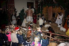 Bezoek basisschool de Bunders aan de levende kerststal